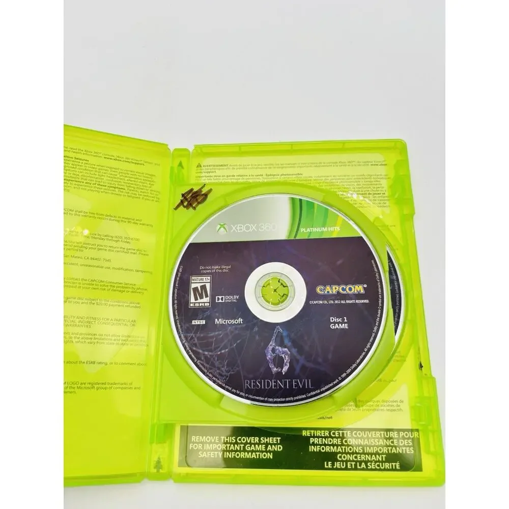 Resident Evil 6 (Microsoft Xbox 360, 2012) No Manual Tested Working VG Condition